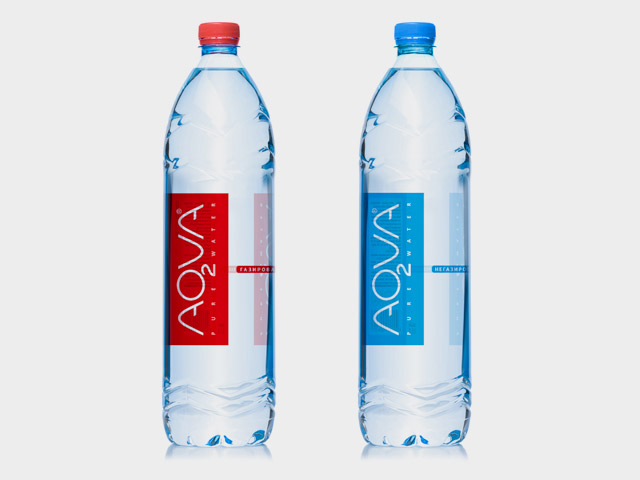 Дизайн этикеток для минеральной воды «AO2VA»