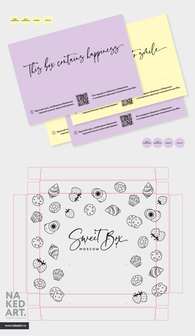 Дизайн упаковки доставки сладостей Sweet Box пример