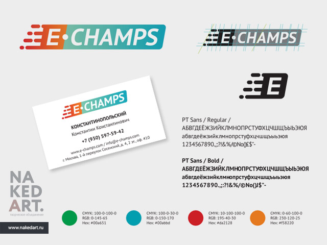 Фирменный стиль интернет-портала «E-Champs» пример