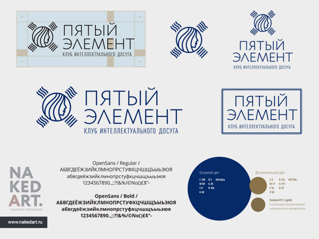 Логотип и фирменный стиль клуба «Пятый элемент» пример